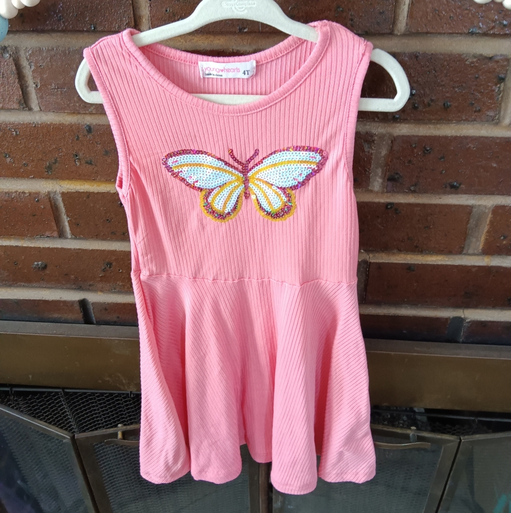 EUC Girls Young Hearts 4t Butterfly Dress